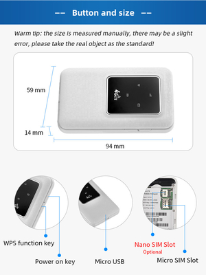 Dual Sim Card SMS WPS Pocket Wifi Router 4G LTE With Battery